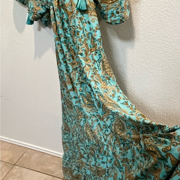 Chic Bohemian Blue Maxi Dress 70% silk - Picture 3 of 11